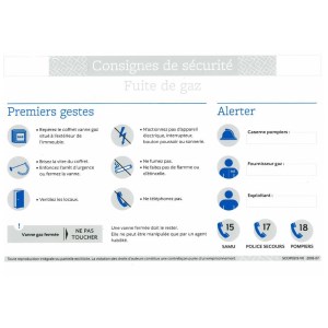 "Gāzes noplūdes" drošības instrukcijas - A4 formāts