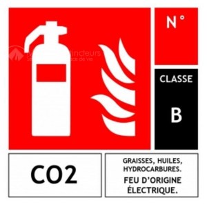 PVC CO2 ugunsdzēšamā aparāta zīme - 10 x 10 cm - B klase