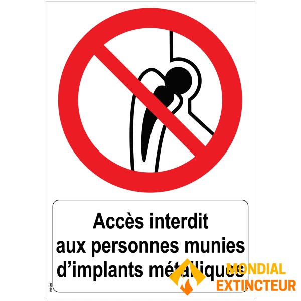 Zīme " "Aizliegts izmantot metāla implantus" " - PVC A4