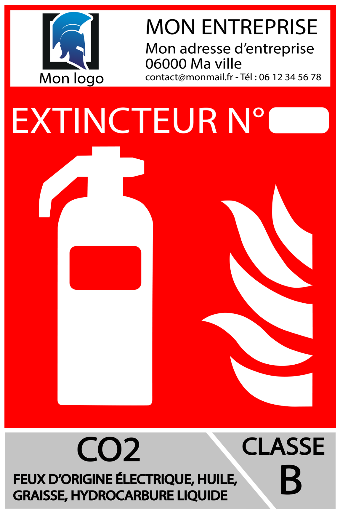 Panneau extincteur CO2 classe B