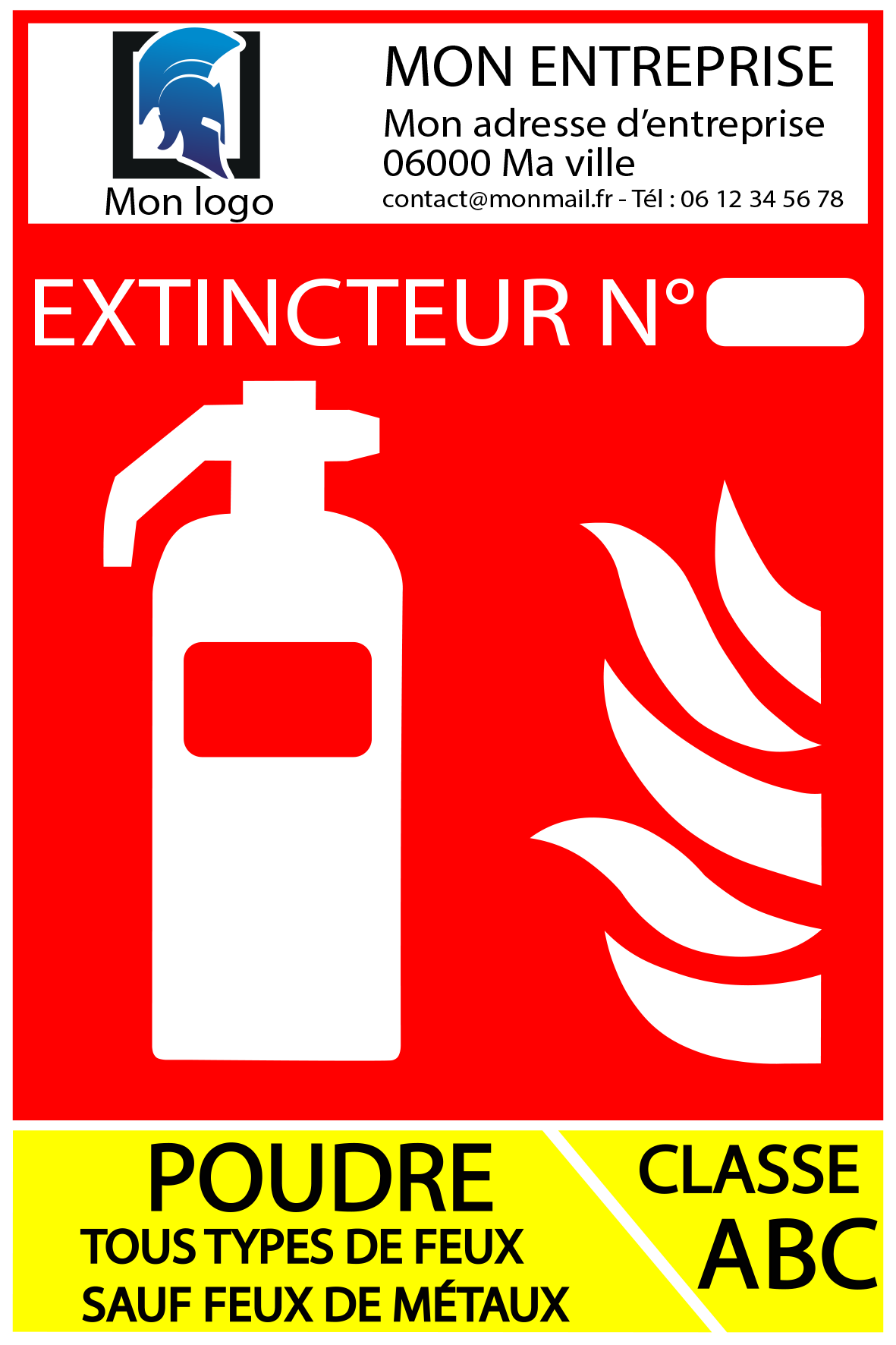 Panneau extincteur poudre classe ABC