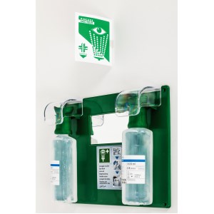 Aan de muur bevestigd oogstation - 2 x 500 ml flessen steriele oogoplossing