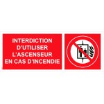 Bord dat het gebruik van de lift verbiedt in geval van brand - 200x80 PVC