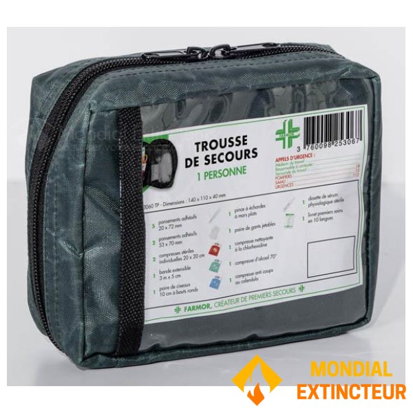 Trousse de secours individuelle Fermeture par zip
