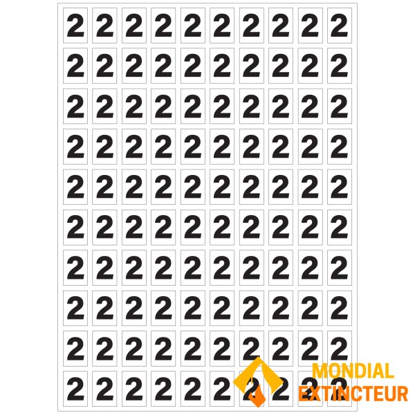 Set van "2" stickers voor het nummeren van uw blussers