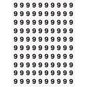 Set van "9" zelfklevende nummers om uw blussers te nummeren