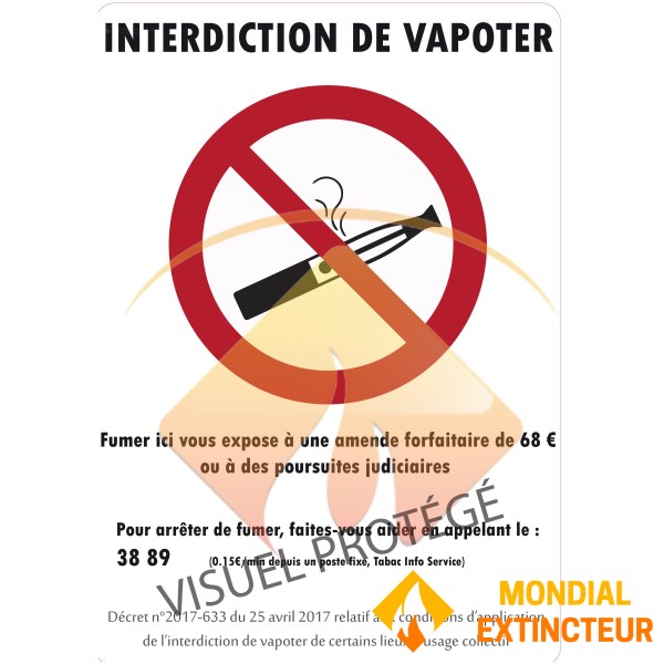Sticker "interdiction de vapoter" Format A4