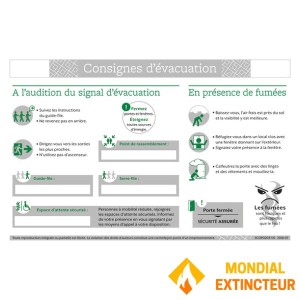 Veiligheidsinstructies "Evacuatie-instructies" - A4-formaat