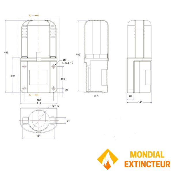 Voertuigbox voor 2 kg / 2 liter blusser