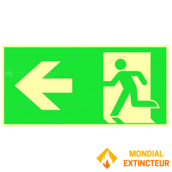 Zelfklevend polycarbonaat fotoluminescent ontruimingspaneel links - B.200 x H.100 mm