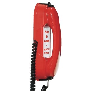 Analog nødtelefon med avlagt huk
