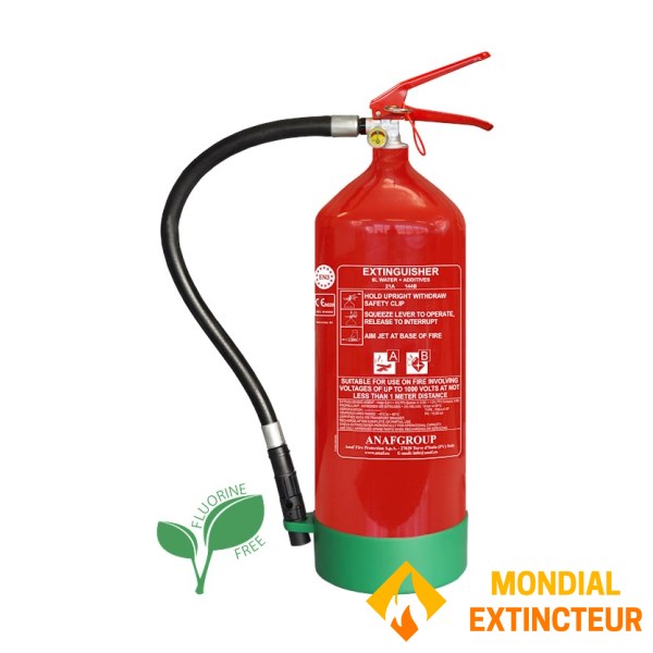 Extincteur 6 L avec additif sans fluor Norme NF avec panneau offert