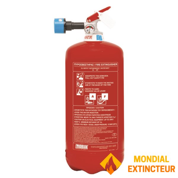 Extincteur à 2 litres brouillard d'eau AF écologique sans fluor