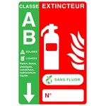 Panneau PVC eau pulvérisée additif SANS FLUOR avec flèche 10 x 15 cm - Classe AB