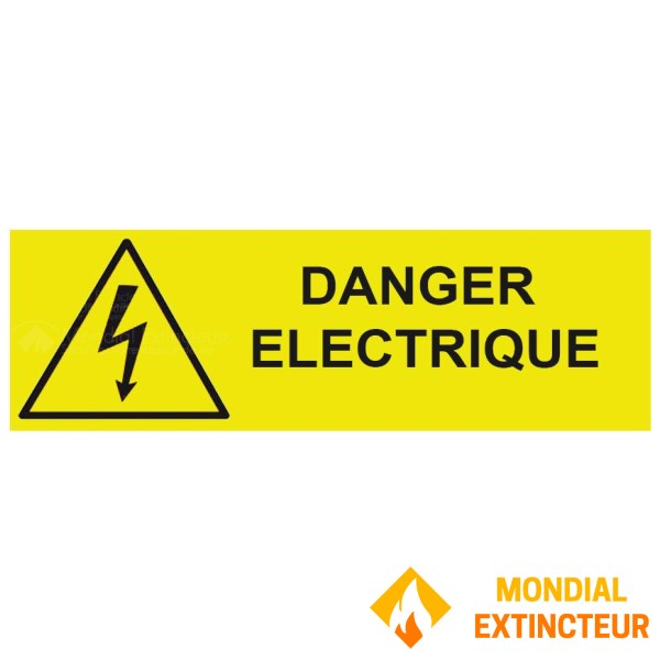 Znak zagrożenia elektrycznego - szer. 300 x wys. 100 mm