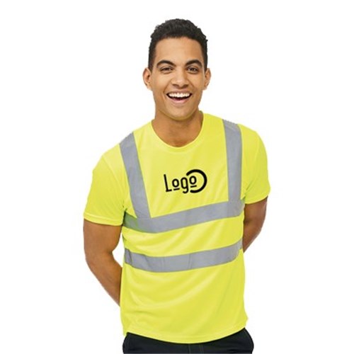 5 Tee Shirts haute visibilité jaunes - Taille S - Flocage dos