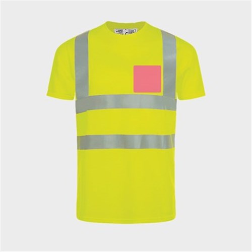 5 Tee Shirts haute visibilité jaunes - Taille S - Flocage cœur