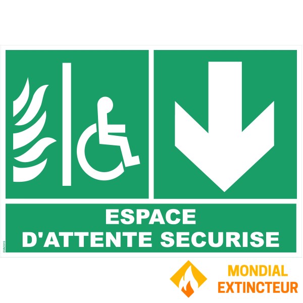 Área de espera segura com seta inferior - PVC A4