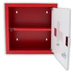 Armário para medicamentos de 1 porta em vidro temperado vermelho - 1 prateleira