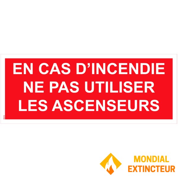 "Em caso de incêndio, não use os elevadores" Placa de PVC - 200x80 mm