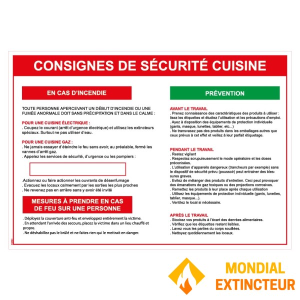 Instruções de segurança na cozinha - formato A4