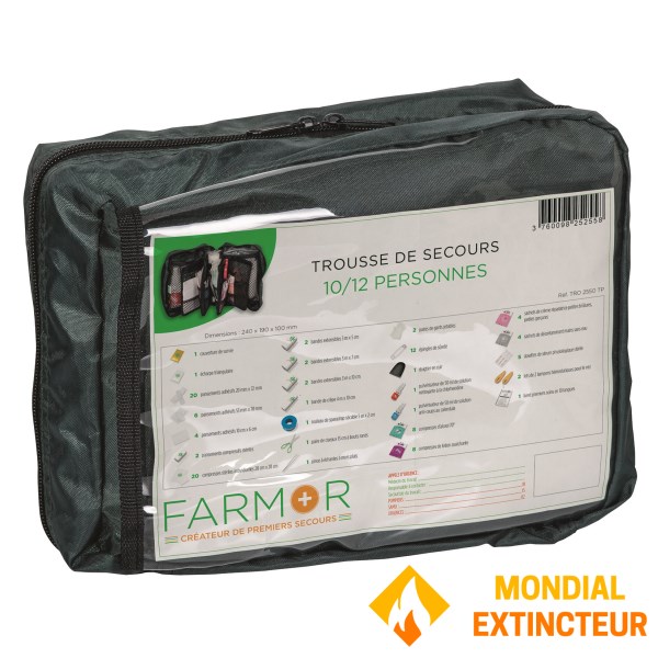 Kit de primeiros socorros para 10/12 pessoas com alças de transporte