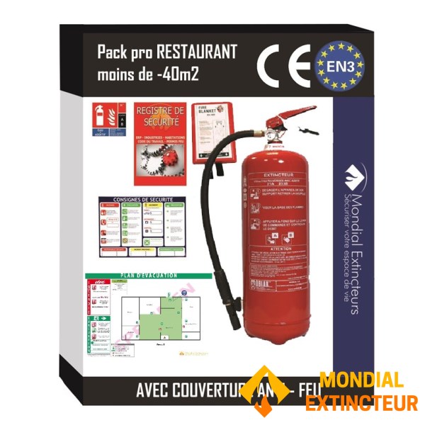 Kit de segurança para restaurantes com menos de 40 m² com plano de evacuação