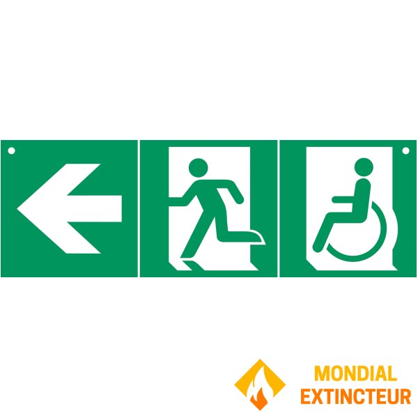 PMR Sinal de evacuação - PVC - L.600 x A.200 mm - reto/verso