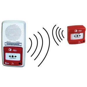 Pacote de alarme por rádio tipo 4 + 1 acionador manual por rádio com repetidor