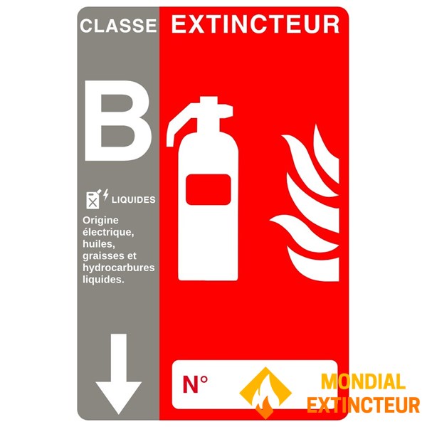 Panneau PVC extincteur CO2 avec flèche - 10 x 15 cm - Classe B