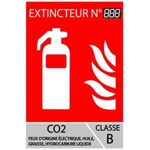 Painel em PVC para extintor de CO₂ – numeração fácil – 10 x 15 cm – Classe B