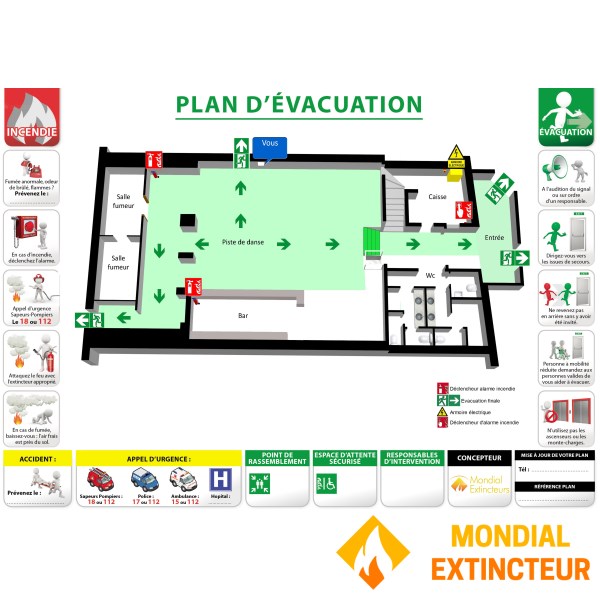 Plan d'évacuation PVC 2 mm - effet 2D + 3D format A3