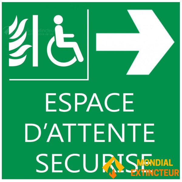 Sinalização de "área de espera segura" PMR - 200 X 200 mm - Direita