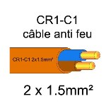 100 metros de cabo elétrico resistente ao fogo - 2 X 1,5mm2 - CR1-C1