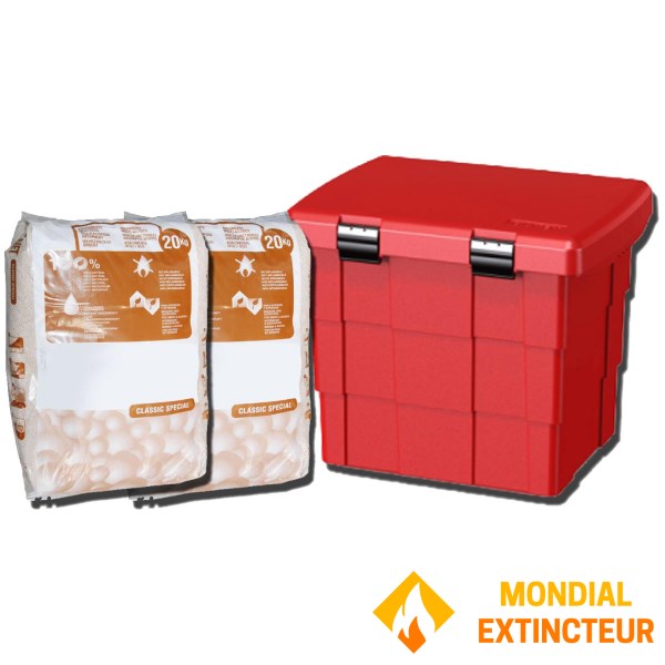 Caixa de areia de plástico para fogo com 2 sacos absorventes