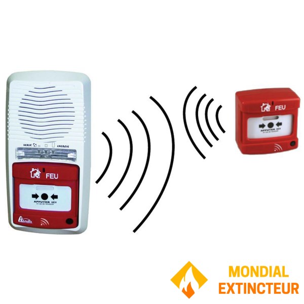 Conjunto de alarme via rádio tipo 4 + 1 acionador manual via rádio com repetidor