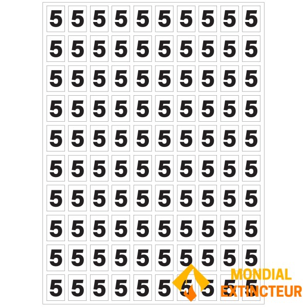 Conjunto de "5" autocolantes para numerar os seus extintores