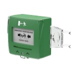 Desbloqueio manual verde com tampa de proteção