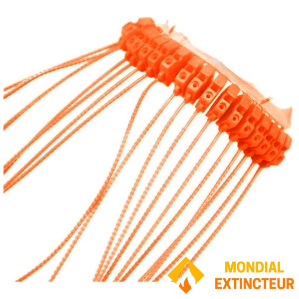 Embalagem de 300 selos de plástico cor de laranja, comprimento 160 mm