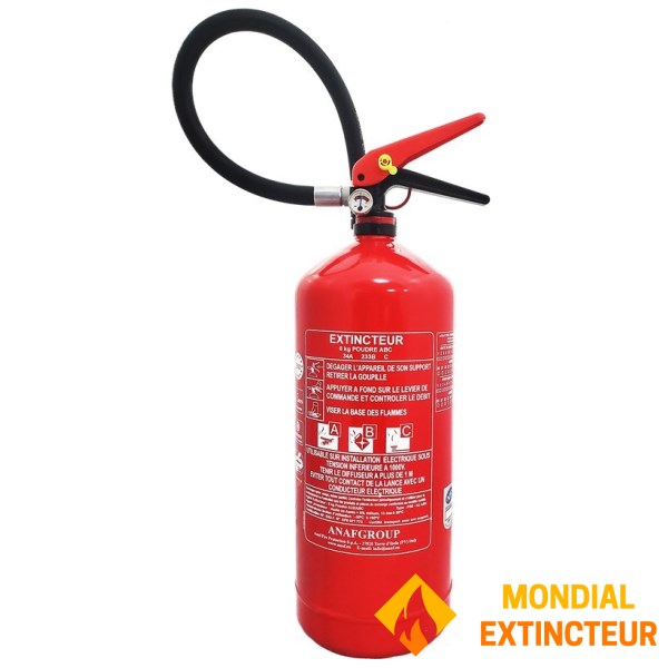 Extincteur à poudre ABC 6 Kg - Marque ANAF PP - PS-6HJ