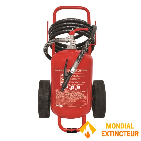 Extintor de pó seco ABC de 25 Kg sobre rodas - Marca MOBIAK