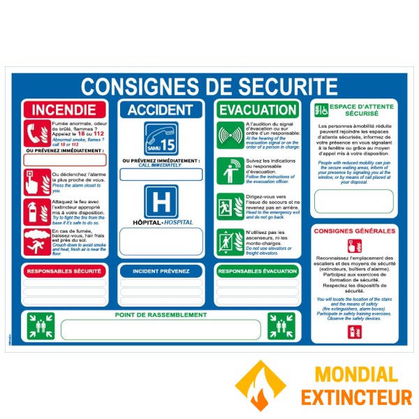 Instruções de segurança em francês/inglês - formato A4A4