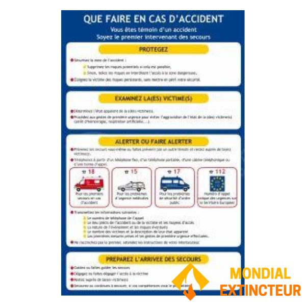 Instruções de segurança "O que fazer em caso de acidente"