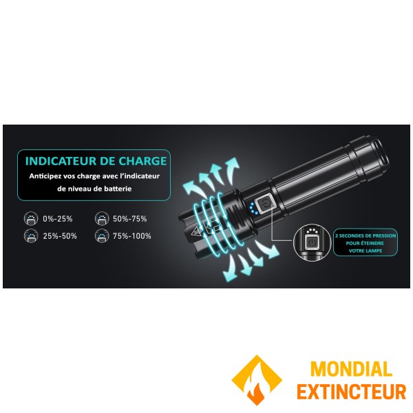 Lanterna LED ultra-poderosa, recarregável e à prova de água
