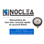 Manômetro de teste para extintores - 2 conexões: Rápido e rosqueado