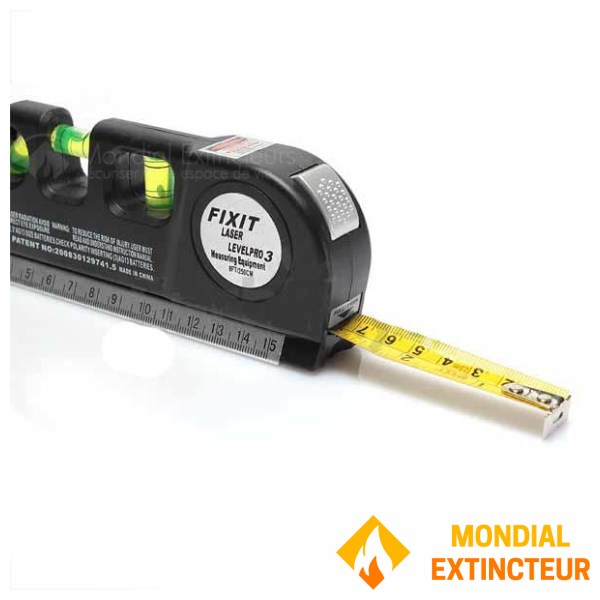 Nível de bolha de ar com ponteiro laser e fita métrica