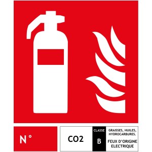 Painel de extintor de CO2 em PVC - 20 x 24 cm - Classe B