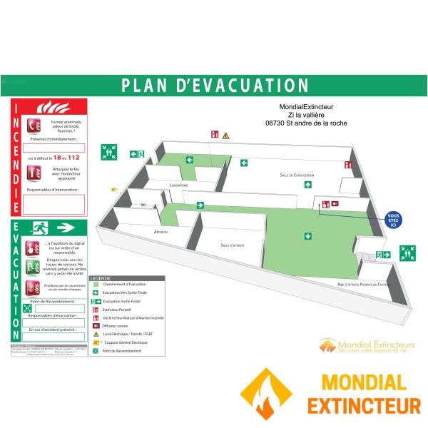 Plano de evacuação em PVC 2 mm - efeito 3D formato A2