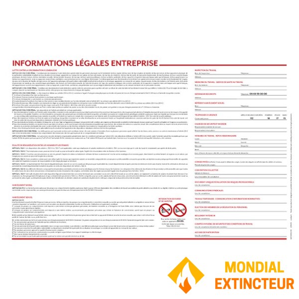Sinal de informação legal da empresa - 600x400mm