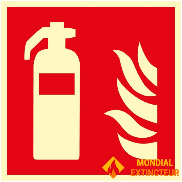 Sinal de pictograma de extintor de incêndio 150 x 150 mm Fotoluminescente